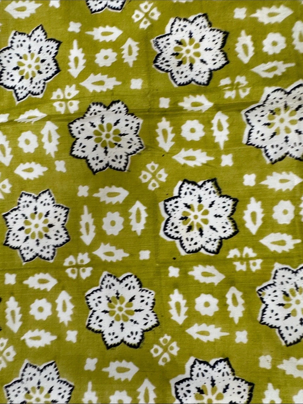 Vintage Made in Indian Hand Block Silk Printed Scarf Retro